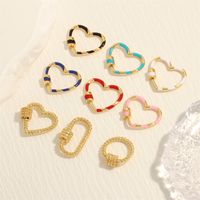Romantic Sweet Round Oval Heart Shape Copper Enamel Plating 18k Gold Plated Charms main image 10