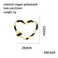 Romantic Sweet Round Oval Heart Shape Copper Enamel Plating 18k Gold Plated Charms sku image 3