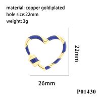Romantic Sweet Round Oval Heart Shape Copper Enamel Plating 18k Gold Plated Charms sku image 4