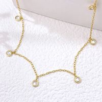 Elegant Solid Color Sterling Silver Plating Inlay Zircon Gold Plated Pendant Necklace sku image 1