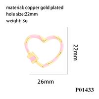 Romantic Sweet Round Oval Heart Shape Copper Enamel Plating 18k Gold Plated Charms sku image 7