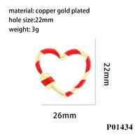 Romantic Sweet Round Oval Heart Shape Copper Enamel Plating 18k Gold Plated Charms sku image 8