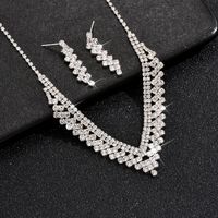 Fashion Water Droplets Alloy Inlay Rhinestones Women's Earrings Necklace sku image 2