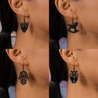 1 Pair Hip-hop Retro Solid Color Hollow Out Zinc Alloy Drop Earrings main image 11