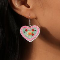 1 Pair Sweet Heart Shape Plastic Zinc Alloy Drop Earrings sku image 3