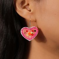 1 Pair Sweet Heart Shape Plastic Zinc Alloy Drop Earrings sku image 2