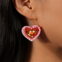 1 Pair Sweet Heart Shape Plastic Zinc Alloy Drop Earrings sku image 5