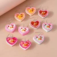 1 Pair Sweet Heart Shape Plastic Zinc Alloy Drop Earrings main image 1