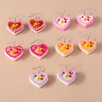 1 Pair Sweet Heart Shape Plastic Zinc Alloy Drop Earrings main image 5