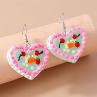 1 Pair Sweet Heart Shape Plastic Zinc Alloy Drop Earrings main image 7