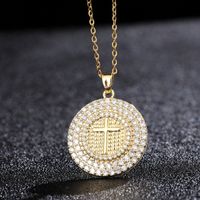 Hip-hop Vintage Style Cross Copper Plating Inlay Zircon Gold Plated Unisex Pendant Necklace main image 4