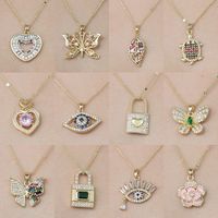 Copper Simple Style Plating Inlay Tortoise Heart Shape Butterfly Zircon Pendant Necklace main image 1