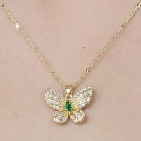 Copper Simple Style Plating Inlay Tortoise Heart Shape Butterfly Zircon Pendant Necklace main image 4