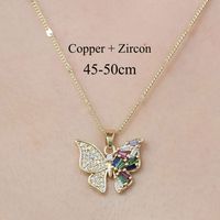 Copper Simple Style Plating Inlay Tortoise Heart Shape Butterfly Zircon Pendant Necklace main image 3
