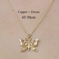 Copper Simple Style Plating Inlay Tortoise Heart Shape Butterfly Zircon Pendant Necklace sku image 1