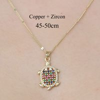 Copper Simple Style Plating Inlay Tortoise Heart Shape Butterfly Zircon Pendant Necklace sku image 4