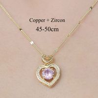 Copper Simple Style Plating Inlay Tortoise Heart Shape Butterfly Zircon Pendant Necklace sku image 3