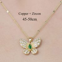 Copper Simple Style Plating Inlay Tortoise Heart Shape Butterfly Zircon Pendant Necklace sku image 5