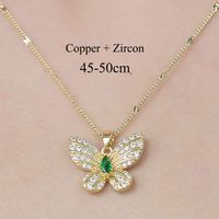 Cobre Estilo Simple Enchapado Embutido Tortuga Forma De Corazón Mariposa Circón Collar Colgante sku image 5