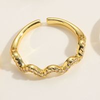 Elegant Lady Geometric Copper Plating Inlay Zircon 14k Gold Plated Open Rings sku image 1