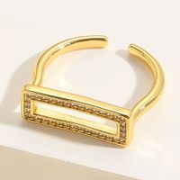 Elegant Classic Style Streetwear Geometric Copper Plating Inlay Zircon 14k Gold Plated Open Rings sku image 4