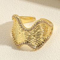 Elegant Classic Style Streetwear Geometric Copper Plating Inlay Zircon 14k Gold Plated Open Rings sku image 6