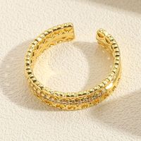 Elegant Classic Style Streetwear Geometric Copper Plating Inlay Zircon 14k Gold Plated Open Rings sku image 2
