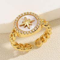 Elegant Lady Simple Style Hexagram Copper Plating Inlay Zircon 14k Gold Plated Open Rings main image 5