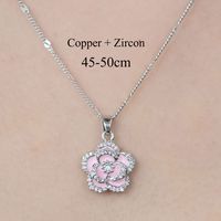 Copper Simple Style Plating Inlay Heart Shape Butterfly Leaves Zircon Pendant Necklace main image 4