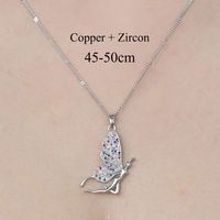 Copper Simple Style Plating Inlay Heart Shape Butterfly Leaves Zircon Pendant Necklace sku image 10