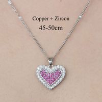 Copper Simple Style Plating Inlay Heart Shape Butterfly Leaves Zircon Pendant Necklace sku image 8