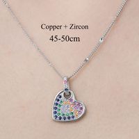 Copper Simple Style Plating Inlay Heart Shape Butterfly Leaves Zircon Pendant Necklace sku image 9
