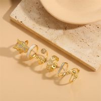 Lady Classic Style Streetwear Geometric Copper Plating Inlay Zircon 14k Gold Plated Open Rings main image 6