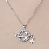 Simple Style Devil's Eye Star Flower Copper Plating Inlay Zircon Pendant Necklace main image 3