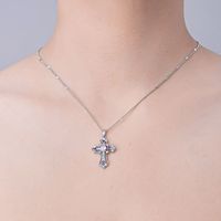 201 Stainless Steel Zircon Simple Style Polishing Plating Inlay Cross Heart Shape Crown Zircon Pendant Necklace main image 5