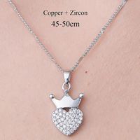 201 Stainless Steel Zircon Simple Style Polishing Plating Inlay Cross Heart Shape Crown Zircon Pendant Necklace sku image 1