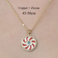 Simple Style Cross Devil's Eye Flower Copper Plating Inlay Zircon Pendant Necklace sku image 8