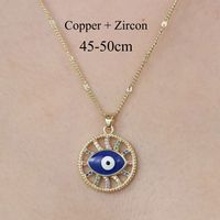 Simple Style Cross Devil's Eye Flower Copper Plating Inlay Zircon Pendant Necklace sku image 2