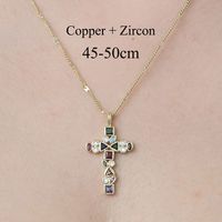 Simple Style Cross Devil's Eye Flower Copper Plating Inlay Zircon Pendant Necklace sku image 7