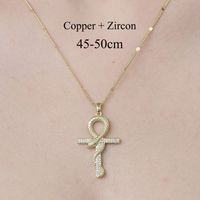 Simple Style Cross Devil's Eye Flower Copper Plating Inlay Zircon Pendant Necklace sku image 4