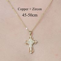 Simple Style Cross Devil's Eye Flower Copper Plating Inlay Zircon Pendant Necklace sku image 5