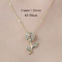Simple Style Cross Devil's Eye Flower Copper Plating Inlay Zircon Pendant Necklace sku image 9