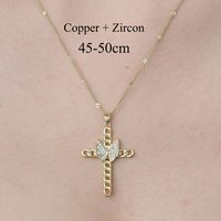 Simple Style Cross Sunflower Butterfly Copper Plating Inlay Zircon Pendant Necklace sku image 2