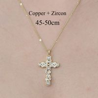 Simple Style Cross Sunflower Butterfly Copper Plating Inlay Zircon Pendant Necklace sku image 10