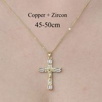 Simple Style Cross Sunflower Butterfly Copper Plating Inlay Zircon Pendant Necklace sku image 8