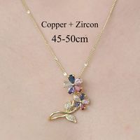 Simple Style Cross Sunflower Butterfly Copper Plating Inlay Zircon Pendant Necklace sku image 12