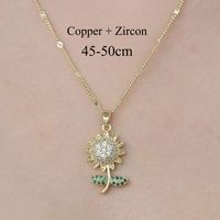 Simple Style Cross Sunflower Butterfly Copper Plating Inlay Zircon Pendant Necklace sku image 9