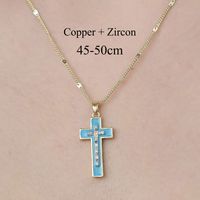 Simple Style Cross Sunflower Butterfly Copper Plating Inlay Zircon Pendant Necklace sku image 3