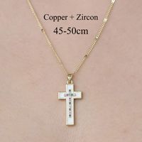Simple Style Cross Sunflower Butterfly Copper Plating Inlay Zircon Pendant Necklace sku image 4