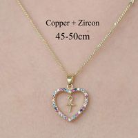 Copper Simple Style Plating Inlay Cross Devil's Eye Virgin Mary Zircon Pendant Necklace main image 4